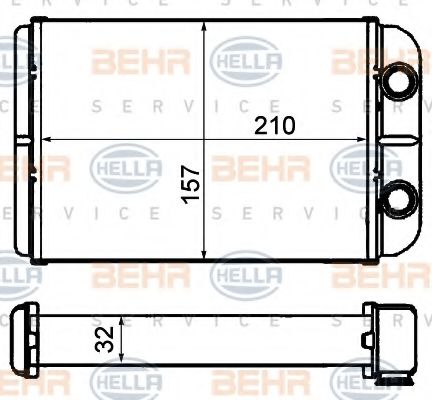 Теплообменник, отопление салона BEHR HELLA SERVICE 8FH 351 308-231