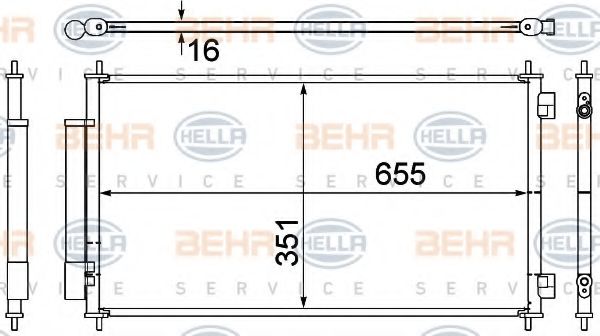 Конденсатор, кондиционер BEHR HELLA SERVICE 8FC 351 308-781