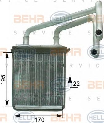 Теплообменник, отопление салона BEHR HELLA SERVICE 8FH 351 315-231