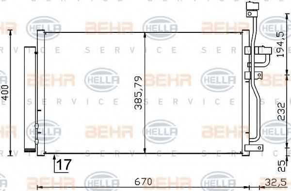 Конденсатор, кондиционер BEHR HELLA SERVICE 8FC 351 319-191