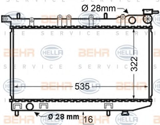 Радиатор, охлаждение двигателя BEHR HELLA SERVICE 8MK 376 704-691