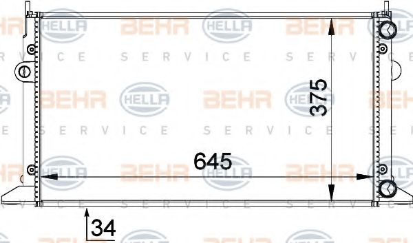 Радиатор, охлаждение двигателя BEHR HELLA SERVICE 8MK 376 719-711