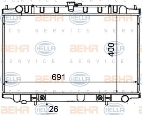 Радиатор, охлаждение двигателя BEHR HELLA SERVICE 8MK 376 724-691