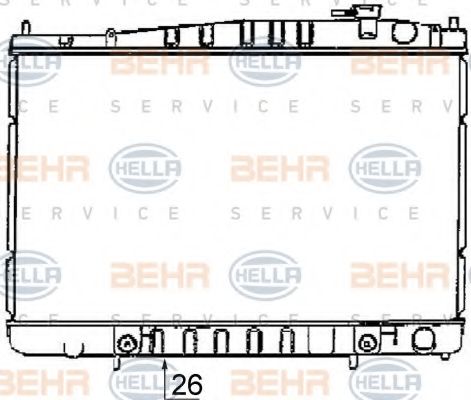 Радиатор, охлаждение двигателя BEHR HELLA SERVICE 8MK 376 726-521