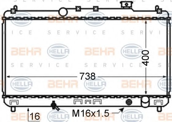 Радиатор, охлаждение двигателя BEHR HELLA SERVICE 8MK 376 726-671