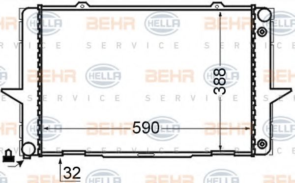 Радиатор, охлаждение двигателя BEHR HELLA SERVICE 8MK 376 726-711