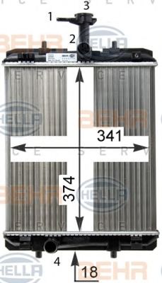 Радиатор, охлаждение двигателя BEHR HELLA SERVICE 8MK 376 754-484