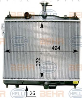 Радиатор, охлаждение двигателя BEHR HELLA SERVICE 8MK 376 754-511