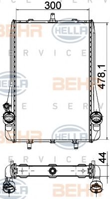 Радиатор, охлаждение двигателя BEHR HELLA SERVICE 8MK 376 765-131