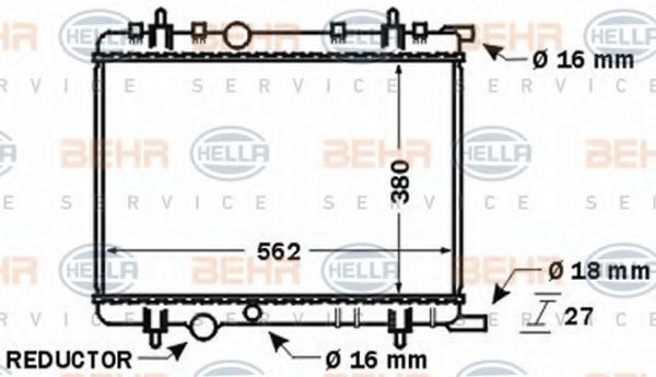 Радиатор, охлаждение двигателя BEHR HELLA SERVICE 8MK 376 767-091