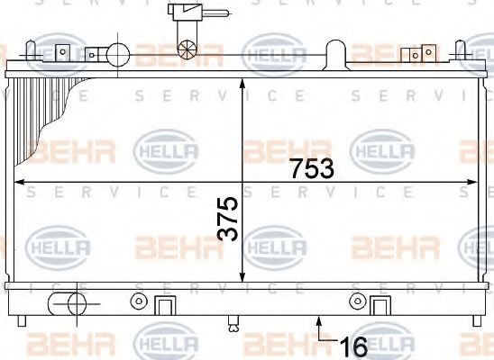 Радиатор, охлаждение двигателя BEHR HELLA SERVICE 8MK 376 769-681