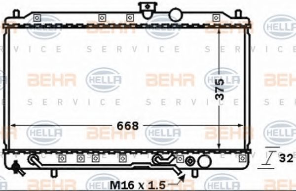Радиатор, охлаждение двигателя BEHR HELLA SERVICE 8MK 376 770-001
