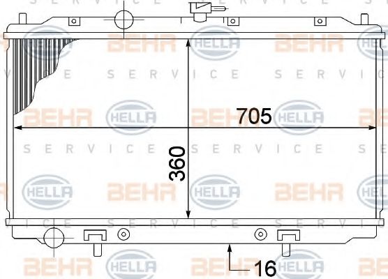 Радиатор, охлаждение двигателя BEHR HELLA SERVICE 8MK 376 770-661