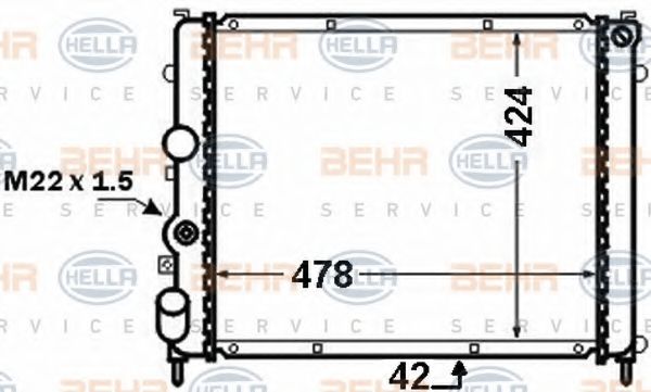 Радиатор, охлаждение двигателя BEHR HELLA SERVICE 8MK 376 771-661